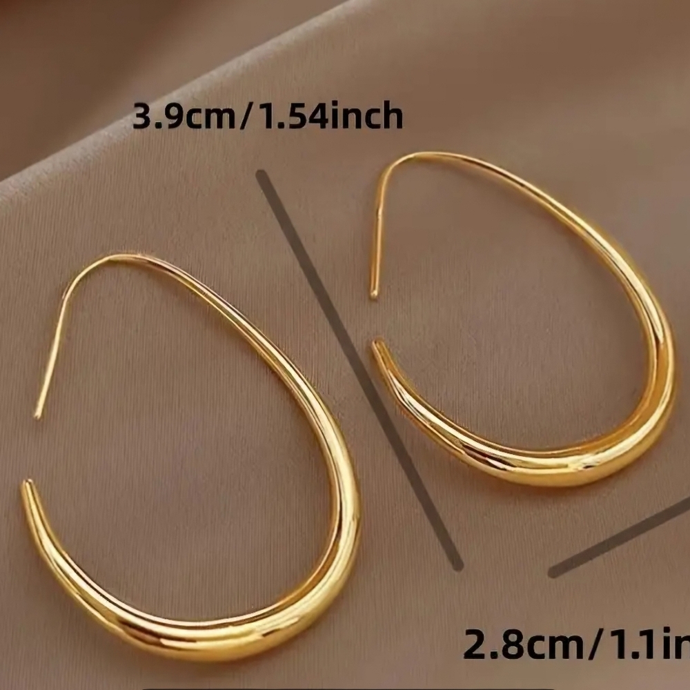 Water Drop Design Hoop Earrings Copper 18K Gold Plated Jewelry